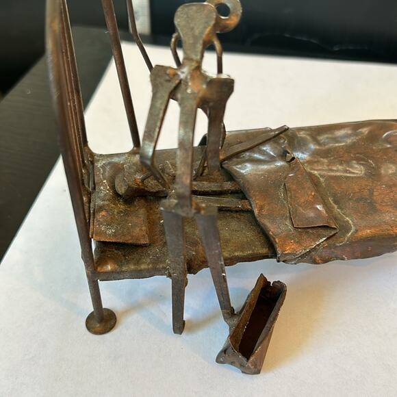 Metal Hospital Bed Sculpture with Doctor Patient & I V Bottles - Picture 11 of 15